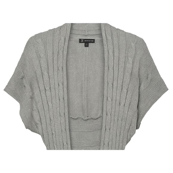 INC Sweater Womens Large Gray Short Sleeve Cable Knit Shrug Shawl Open Front - Picture 1 of 6